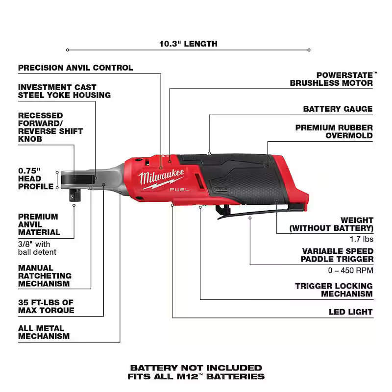 12-Volt Lithium-Ion Brushless Cordless 3/8 in. Ratchet F11025