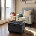 Black Faux Leather Storage Ottoman N7242