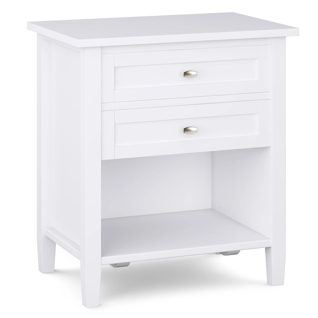White 24 inch Wide Solid Wood Nightstand J409