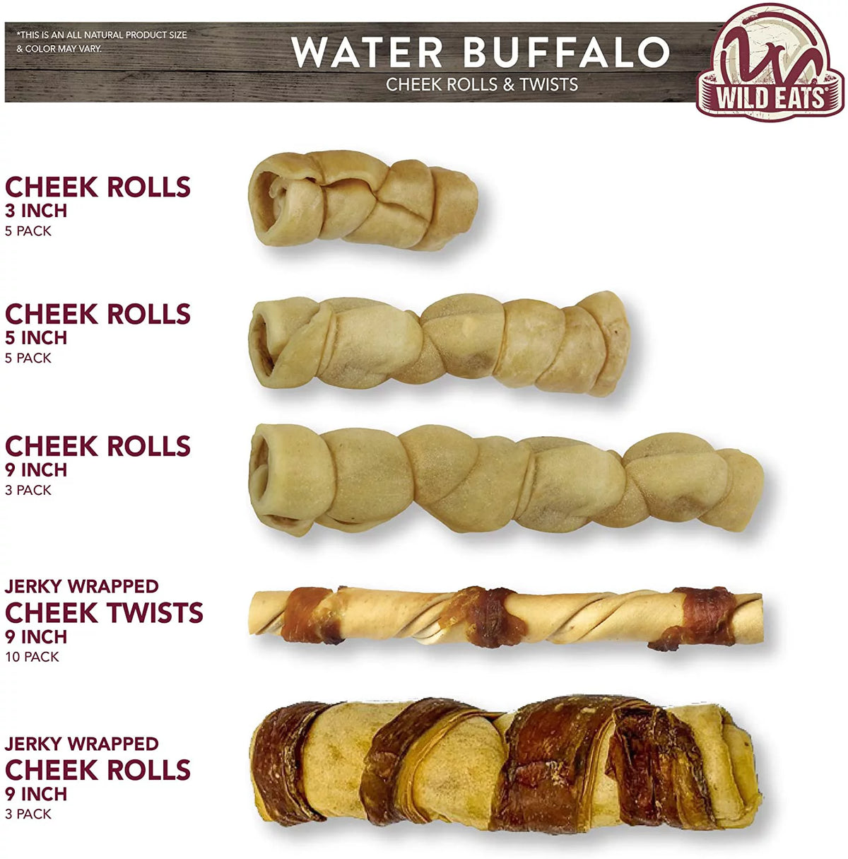 Water Buffalo Jerky Dog Chews 10 Pack T185505