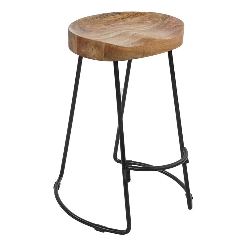 30" Mango Wood & Iron Barstool Set of 3 Y9252