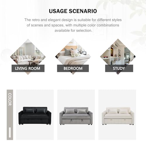 Black Velvet Convertible Sleeper Sofa Bed A349311