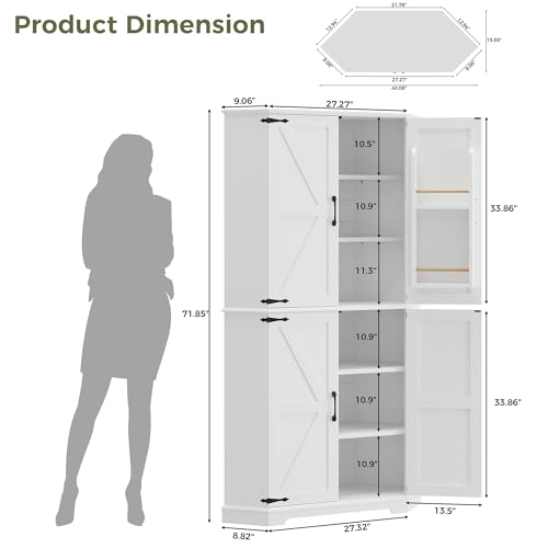 72" 6-Tier Corner Pantry Cabinet with Adjustable Shelves I703395
