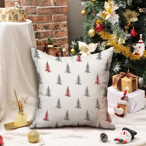 Christmas Tree White 18x18 inch Set of 2 Throw Pillow Covers Y6272