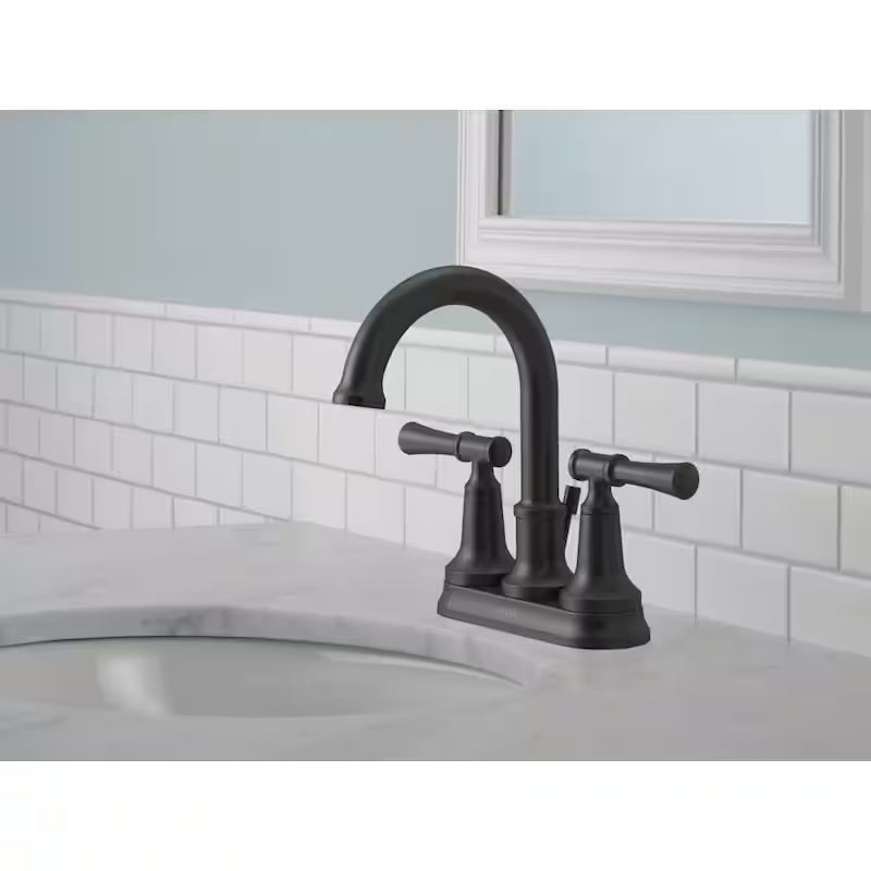 2-Handle Centerset Bathroom Faucet in Matte Black S7506