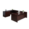 71 Inch Mahogany U-Shape Executive Desk with 2 Drawer Lateral File and Credenza K5664