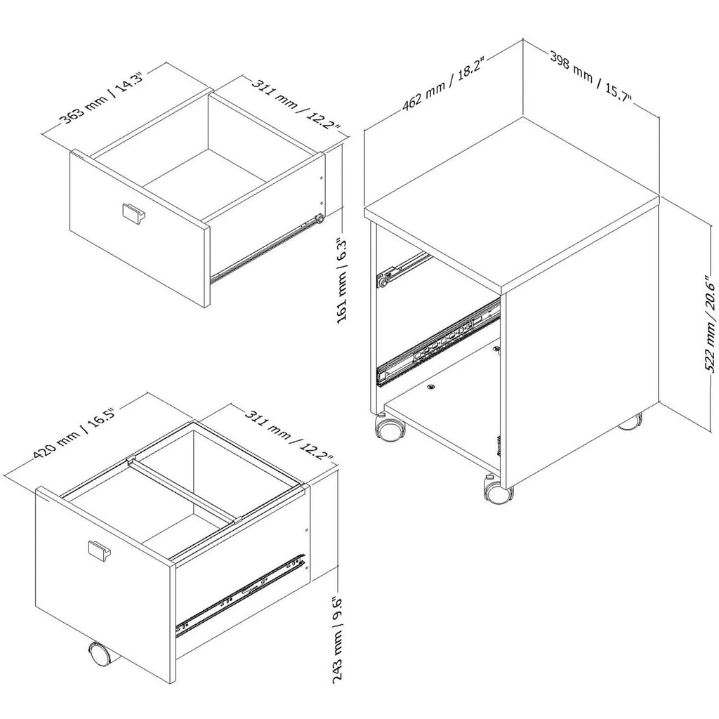 2 Drawer Vertical Wood Filing Cabinet P19221
