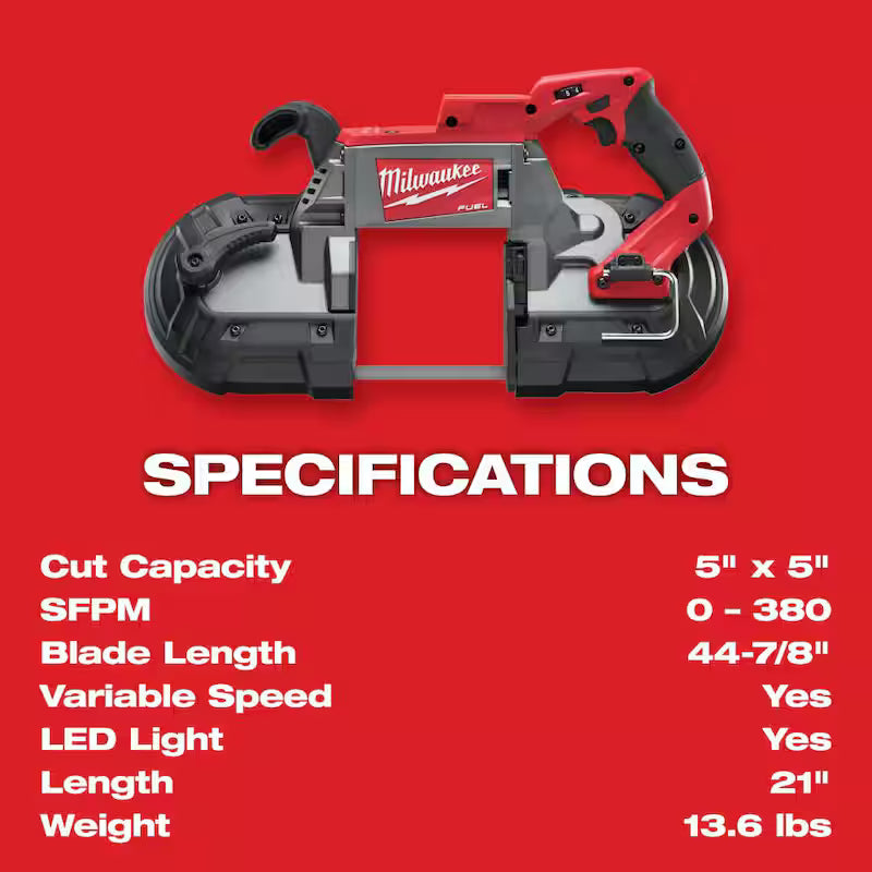 18V Lithium-Ion Brushless Cordless Deep Cut Band Saw and Grinder 2-Tool T349