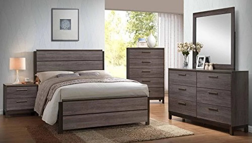 Antique Grey Wood Queen Size Bedroom Set D8007