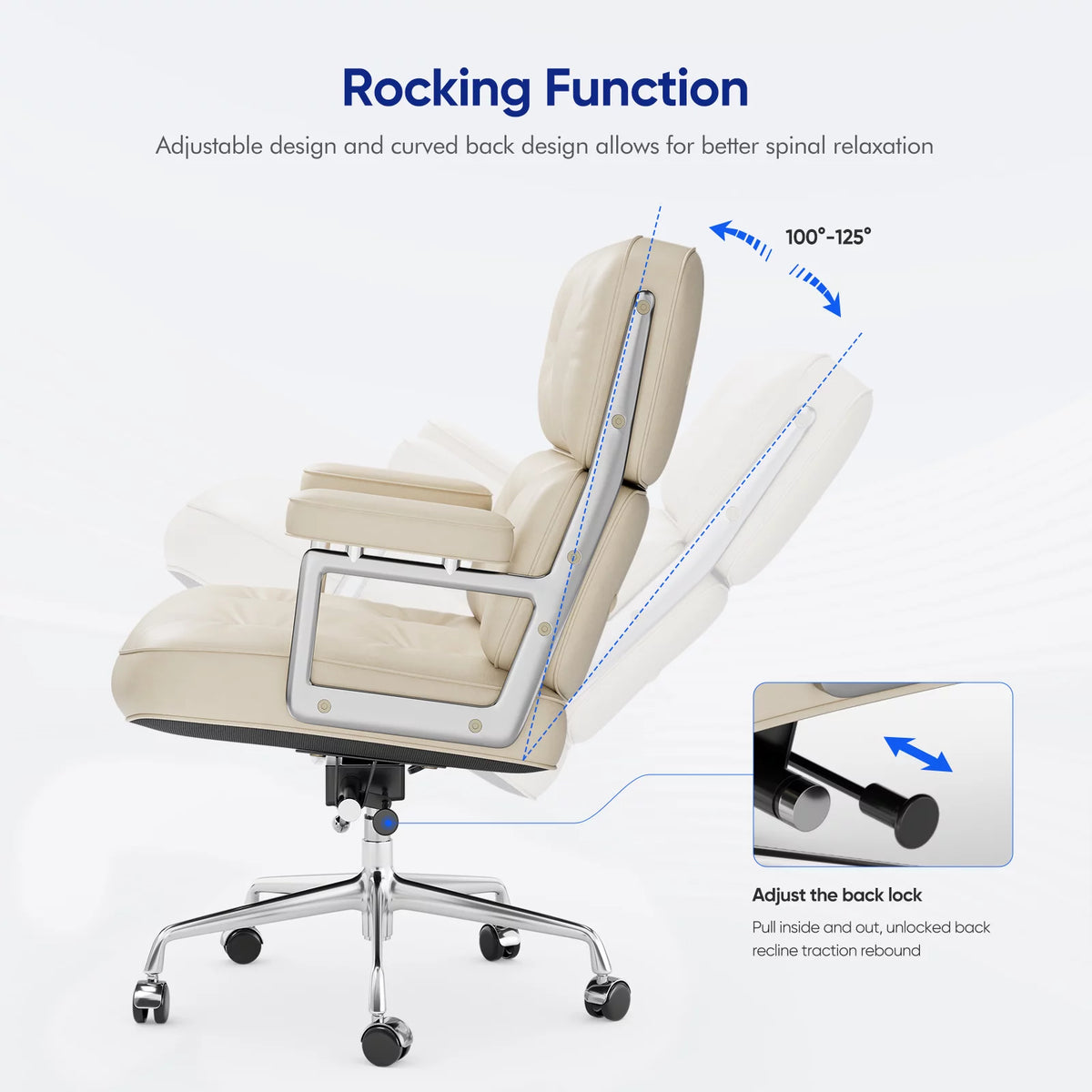 White Genuine Leather Office Chair I263798