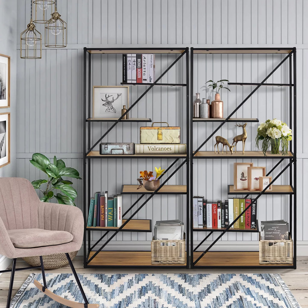6-Tier Metal Wood Bookcase W784
