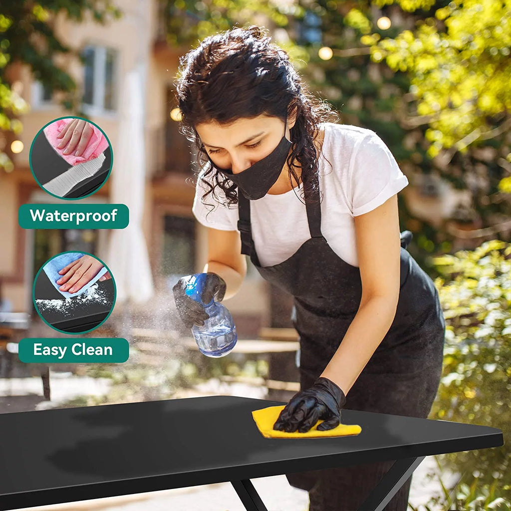 6ft Heavy-Duty Outdoor Folding Table with Carrying Handle, Black E55676