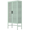Mint Green Double Glass Door Steel Storage Cabinet Q3401