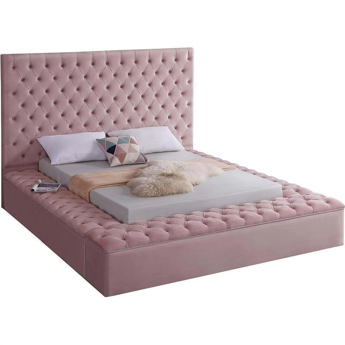 Pink Queen Wood Storage Platform Bed P558