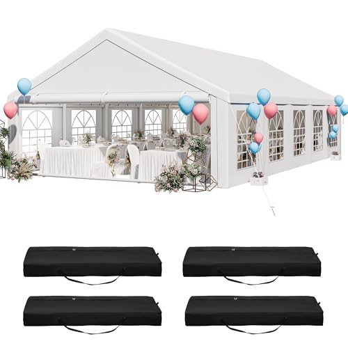 16x32ft Heavy Duty Galvanized Steel Party Tent with Removable Sidewall Windows E4016