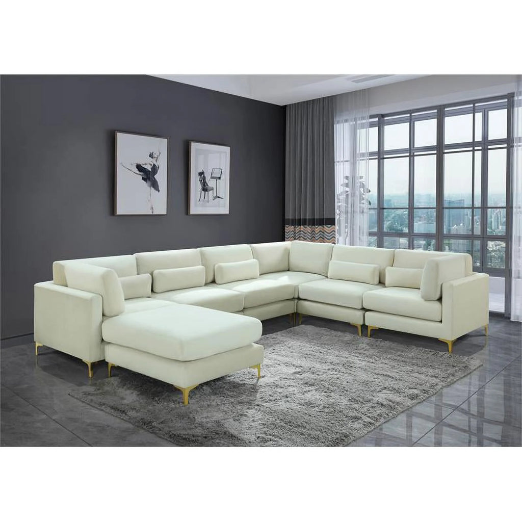 Cream Velvet Modular Sectional U36460