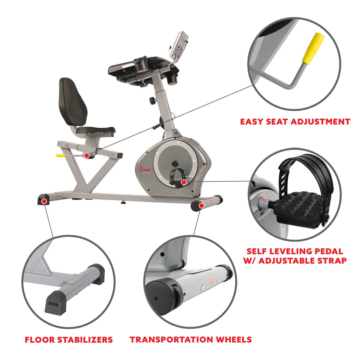 Magnetic Indoor Recumbent Exercise Desk Bike 350 lb Weight Capacity L1370