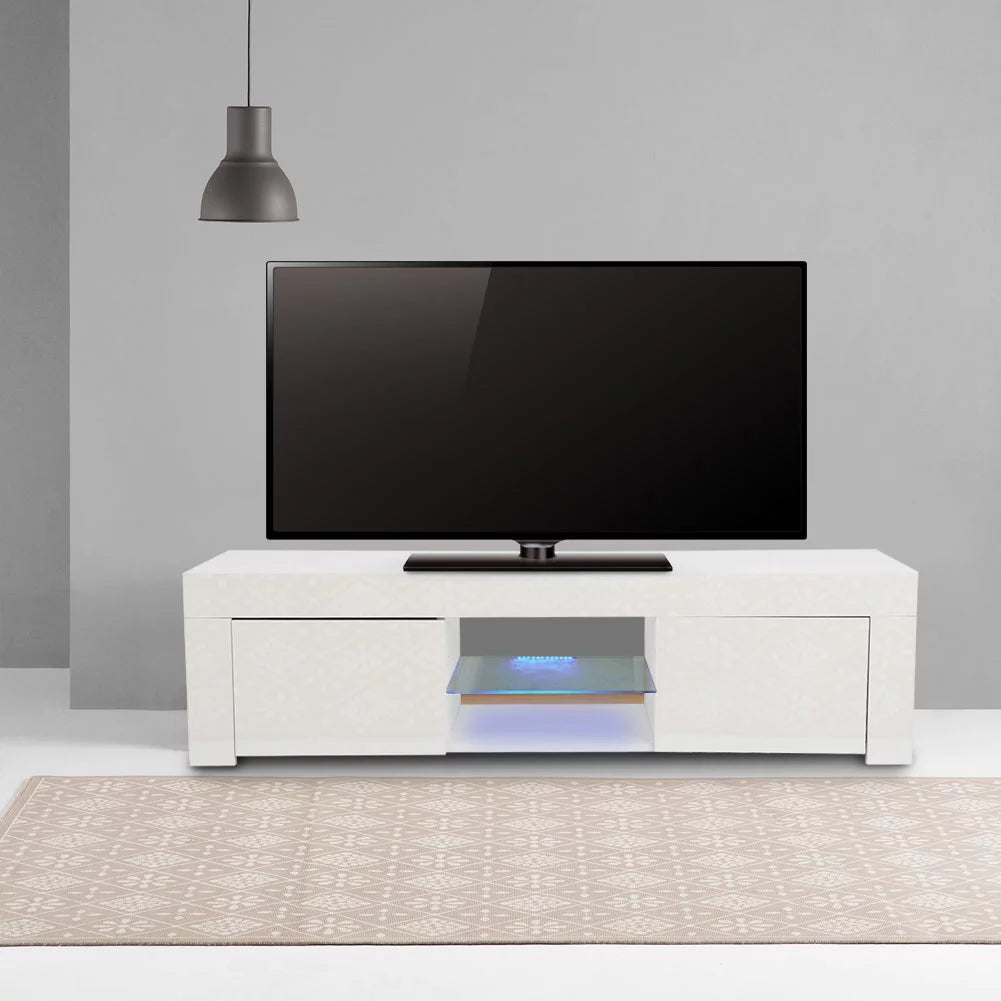 White TV Stand with LED V8330