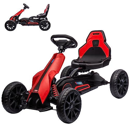 12V Electric Go Kart for Kids, 7Ah Battery Powered Car, Adjustable Seat, Red M439158