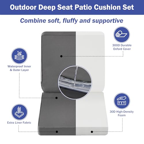 Outdoor Deep Seat Cushion Set 24 x 24 x 4 Inch Navy Blue N96980