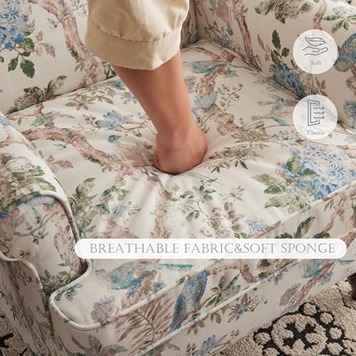 Blue Floral High Back Upholstered Accent Chair W2685