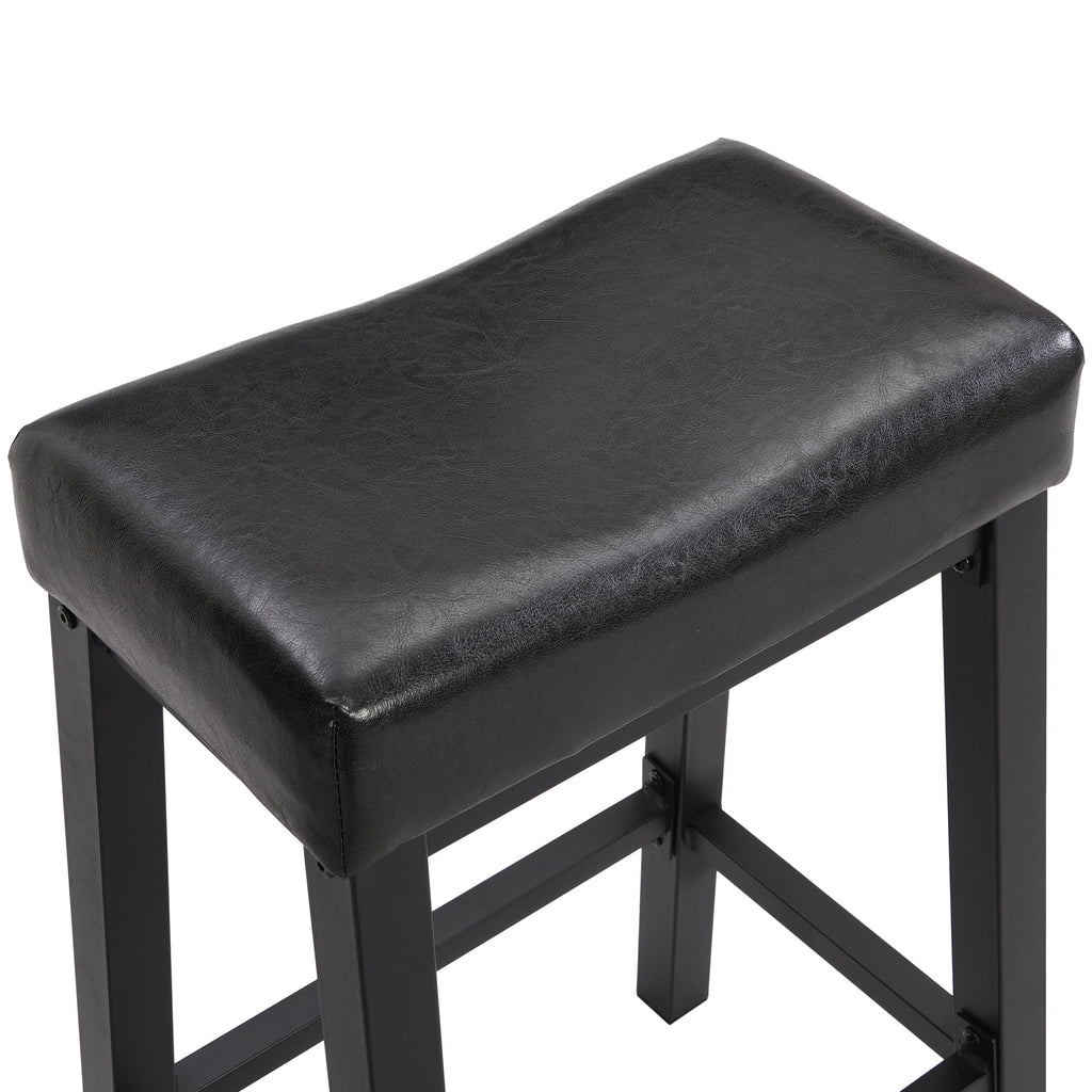 Black Faux Leather Saddle Seat Counter Height Barstools Z8392