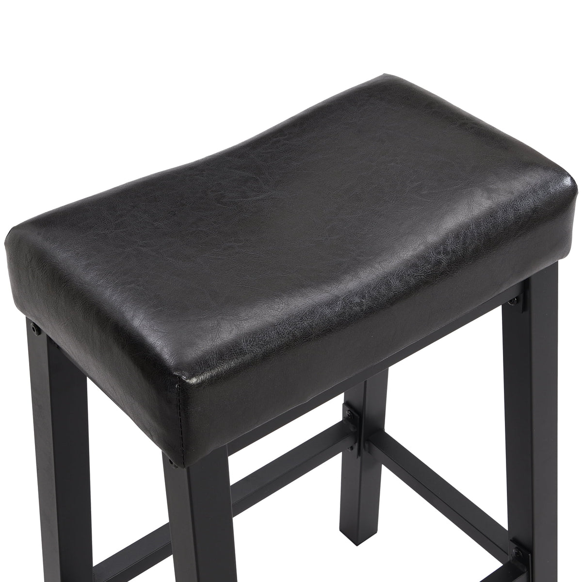 Black Faux Leather Saddle Seat Counter Height Barstools Z8392