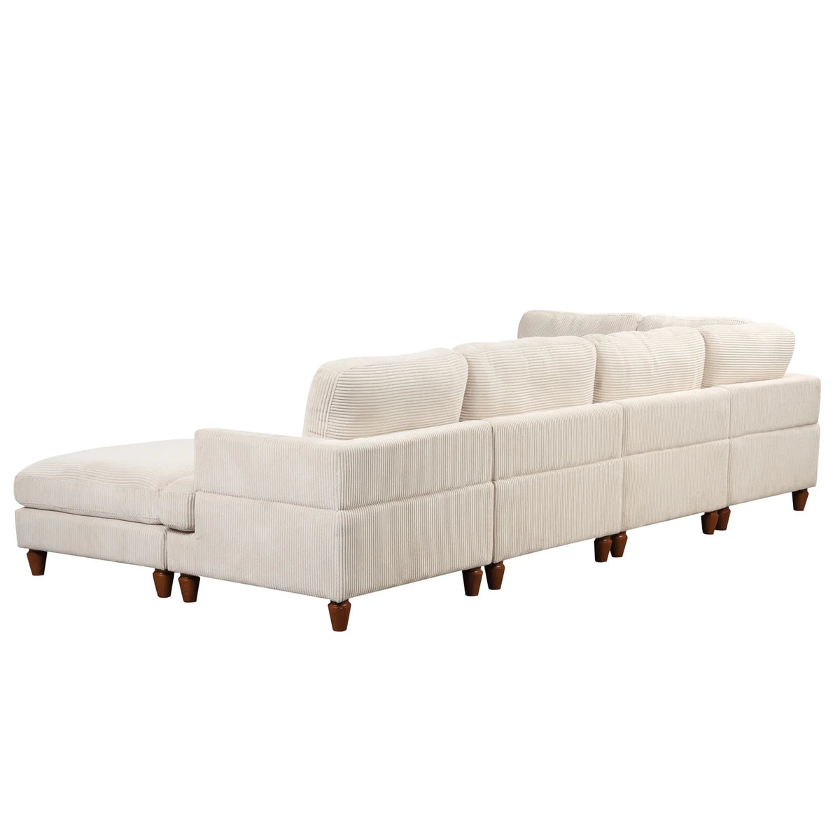 Beige Corduroy Modular Sectional Sofa with Chaise A18954
