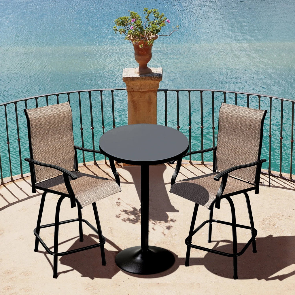 Tan Metal Bistro Chair and Table Set of Three Q95966