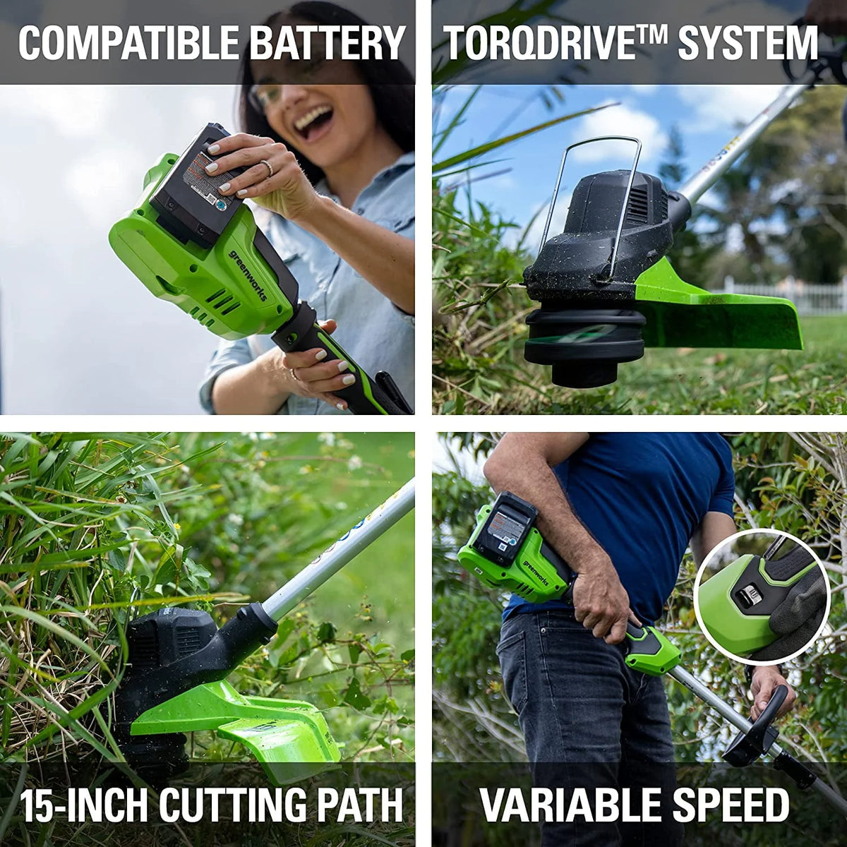48V 15 Cordless String Trimmer with 2Ah Batteries & Charger B53985