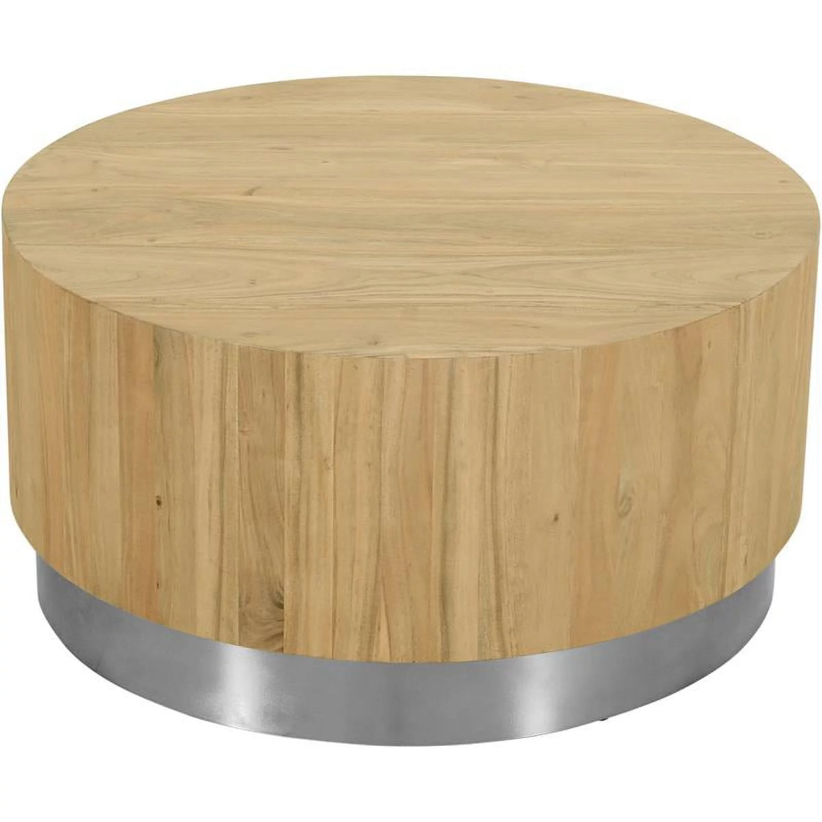 Round Modern Wood Coffee Table with Metal Base V25368