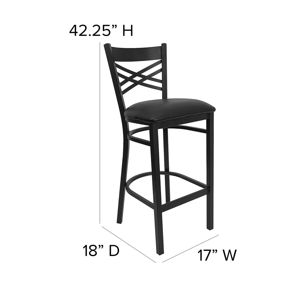 Black X Back Metal Barstool Q194686