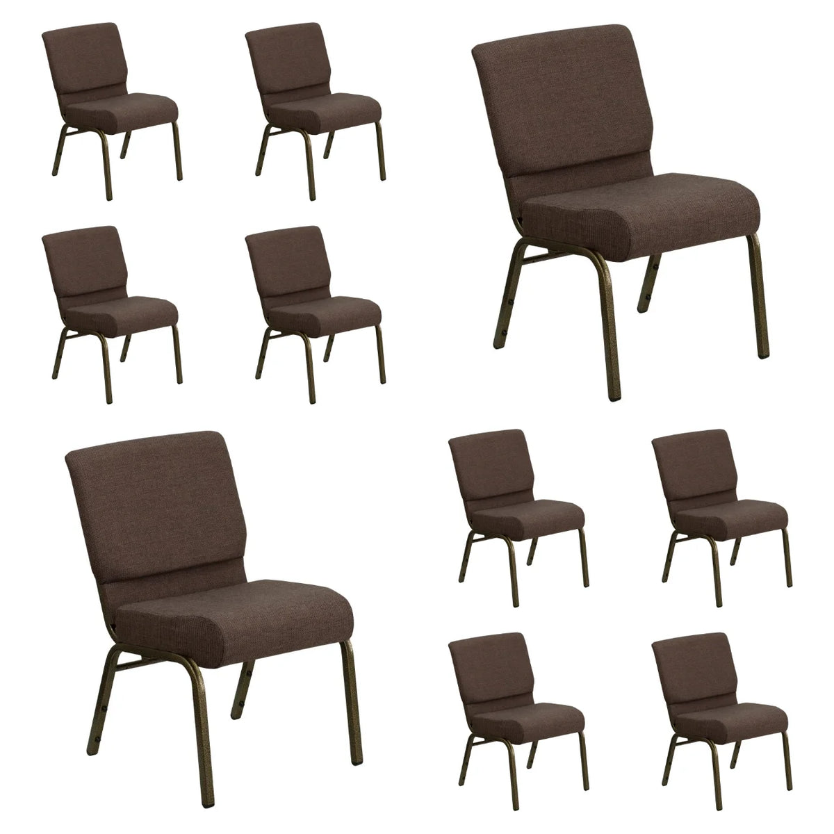 Dark Brown Fabric Stackable Church Chair N121954