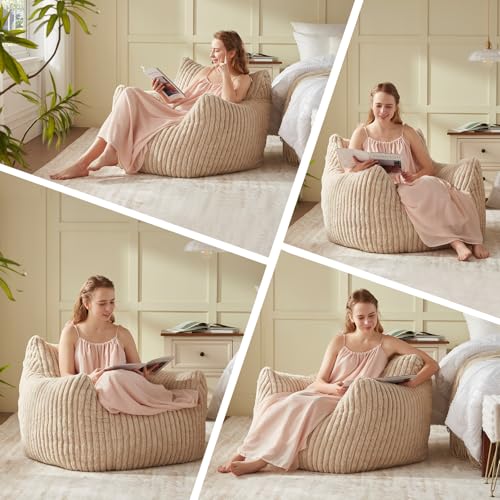 Fuzzy Bean Bag Chair with Armrests E204