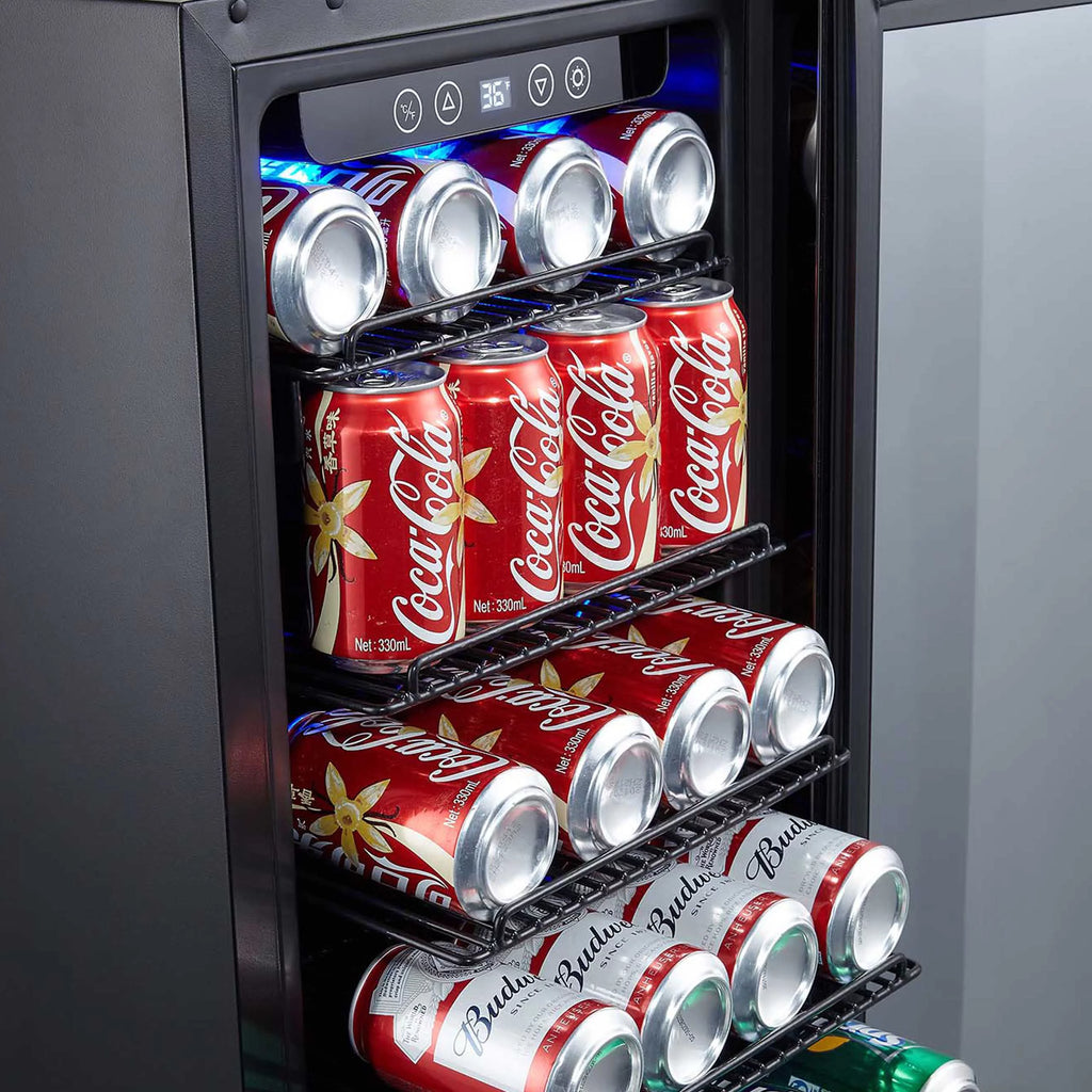 15” 96 Can Beverage Fridge Black Stainless Steel B342518