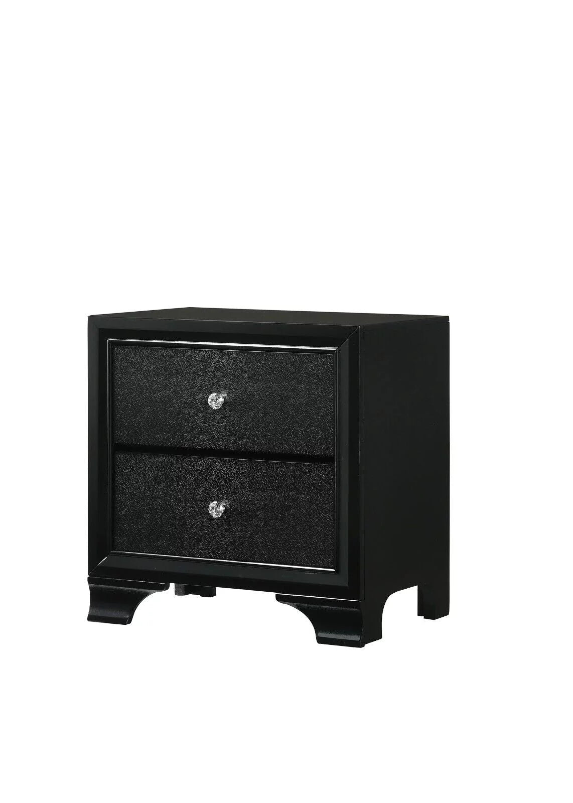 Black Full Size Upholstery LED Bed Dresser Mirror Nightstand Set C2541