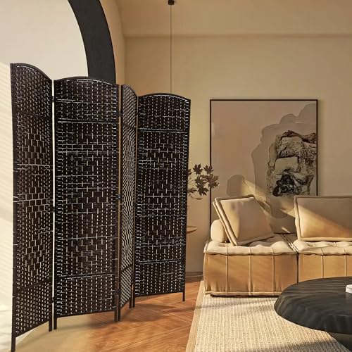 6FT Dark Brown Wooden Folding Room Divider H677554
