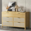 6 Drawer Natural Wood Rattan Dresser O926