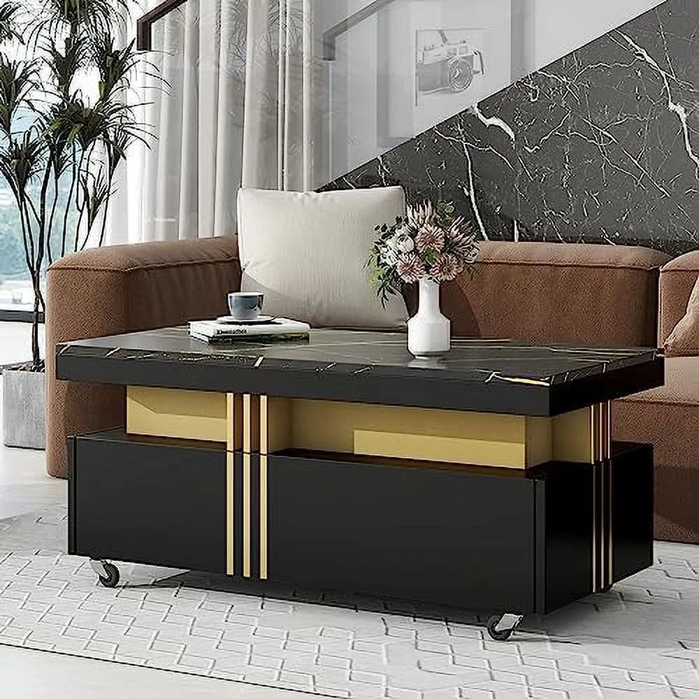 Brown Square Coffee Table with Sliding Tabletop F263690