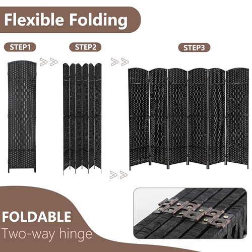 6FT Dark Brown Wooden Folding Room Divider H677554
