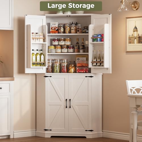 72" 6-Tier Corner Pantry Cabinet with Adjustable Shelves I703395