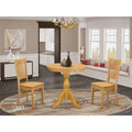 3-piece Oak Dining Table Set with Wood Seat Chairs M7156