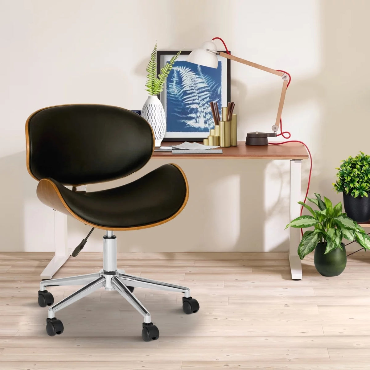 Brown and Black Swivel Office Chair D668