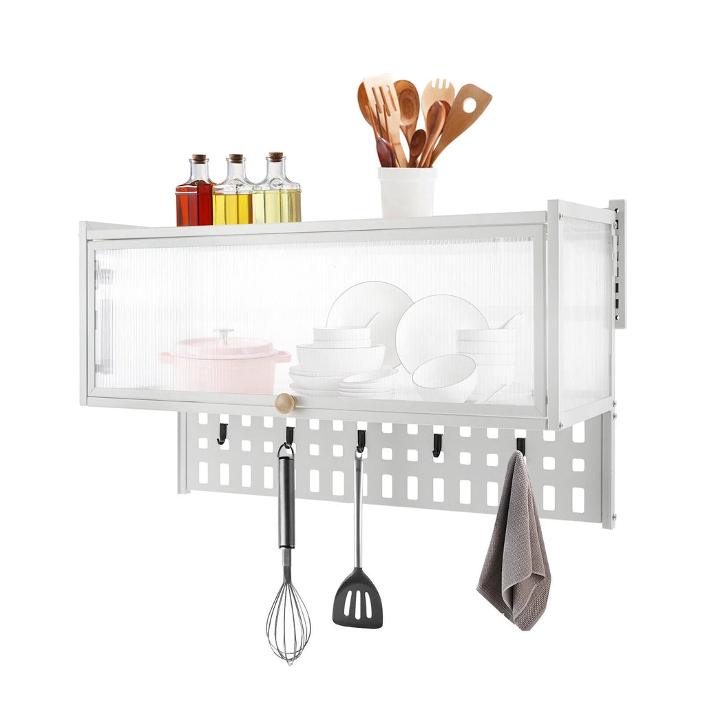 White Wall Mounted Storage Cabinet with Glass Door T105208