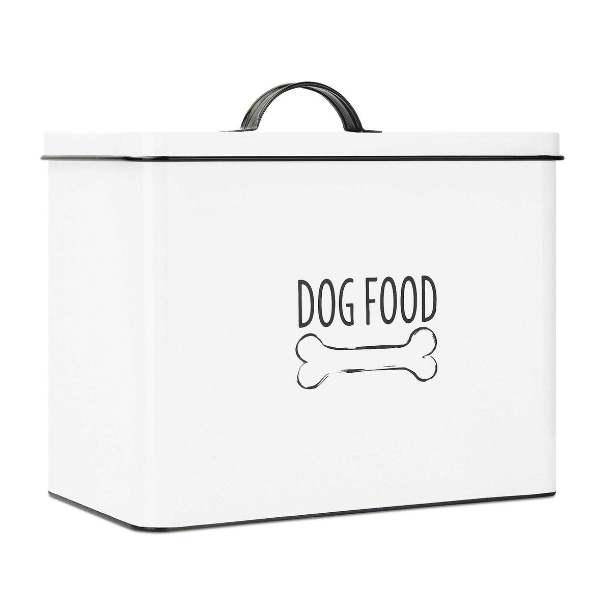 White Metal Dog Food Storage Container with Lid M97866