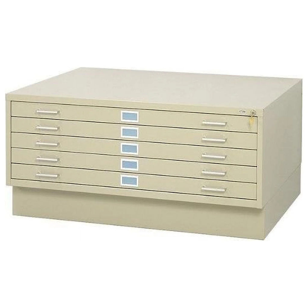5 Drawer Flat File Cabinet with Closed Base in Brown H168090
