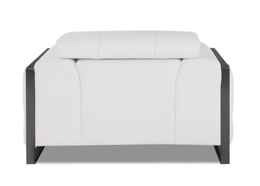 Winter White Leather & Chrome Accent Chair E88504