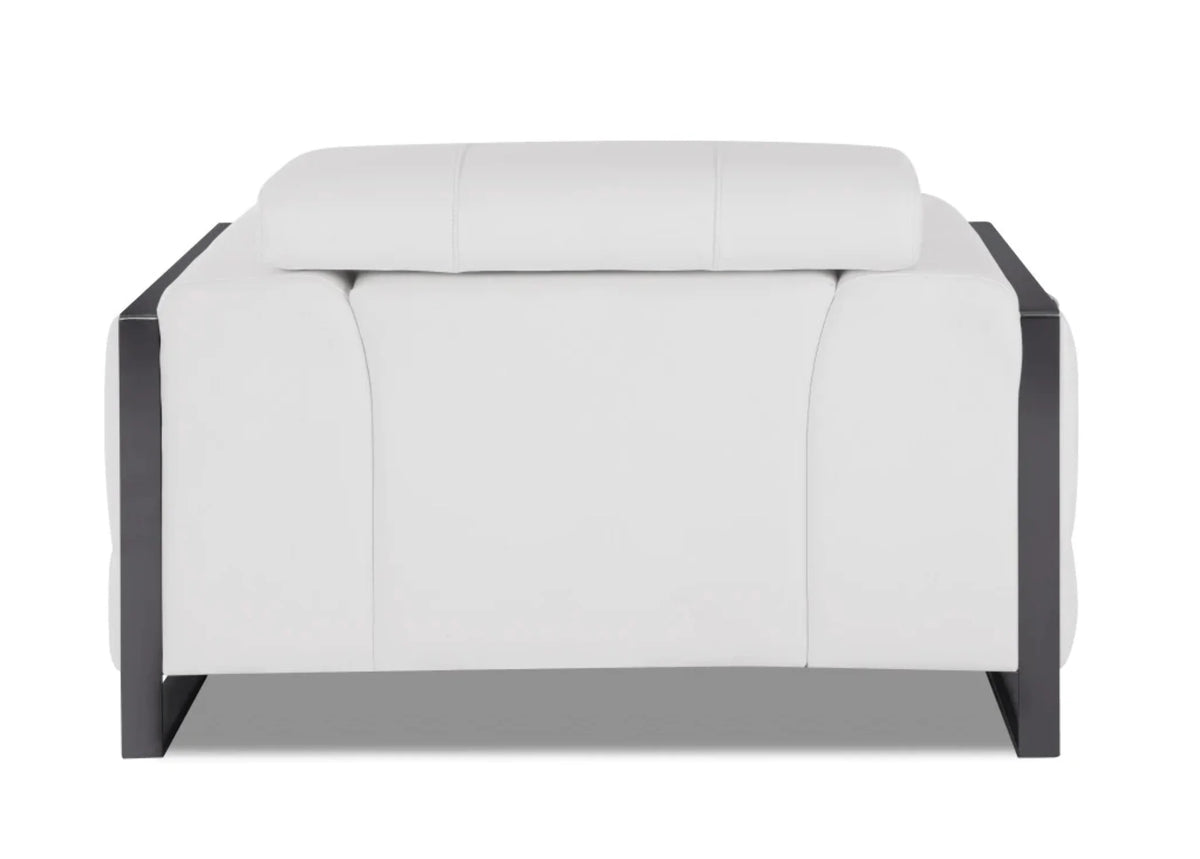 Winter White Leather & Chrome Accent Chair E88504