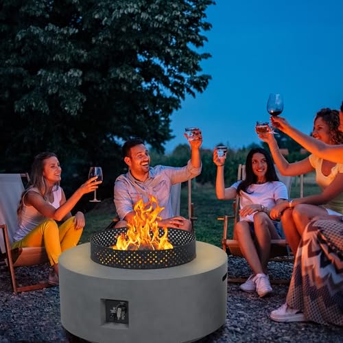 32 Inch 3-Piece Propane Fire Pit Table 65,000 BTU with Tank Side Table and Baking Sheet P1730