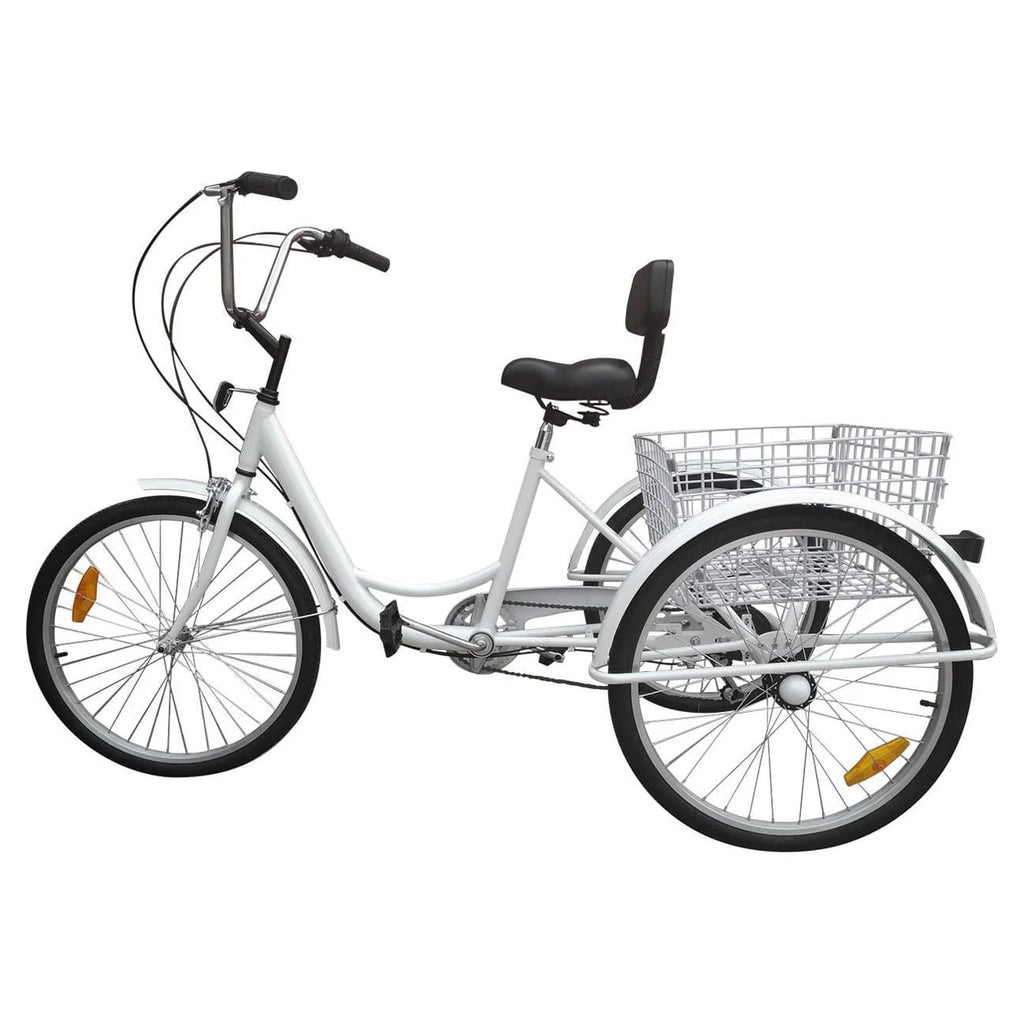 24 Inch 3-Wheel Tricycle with Basket White/Yellow E6630